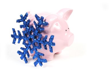 Pink Piggy Bank with snowflake clipart