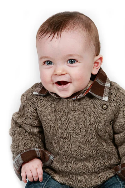 Ładny, mały chłopiec, pozowanie na kamery — Zdjęcie stockowe