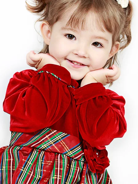 Meisje van de baby in jurk — Stockfoto