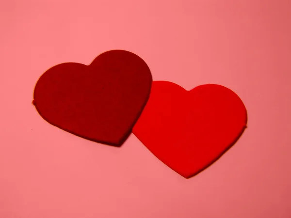 Dvě srdce v červené barvě — Stock fotografie