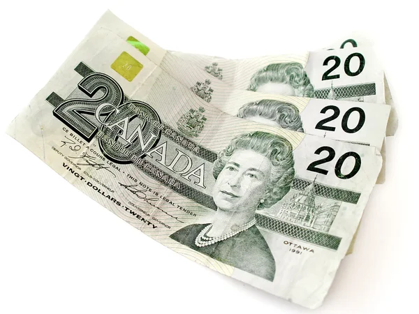Twenty Dollar Bills on white background — Stock Photo, Image