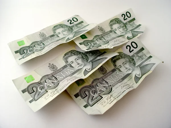 Four Twenty Dollar Bills — Stock Photo, Image