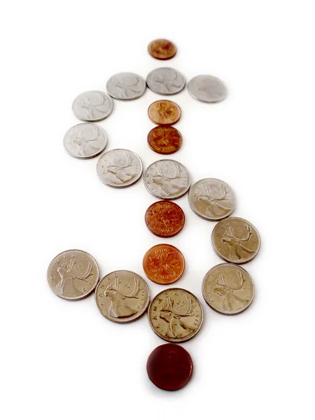 Monedas en forma de signo de dólar —  Fotos de Stock