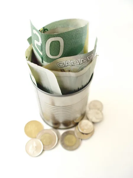 Twenty Dollar Bills in Can — Stock Photo, Image