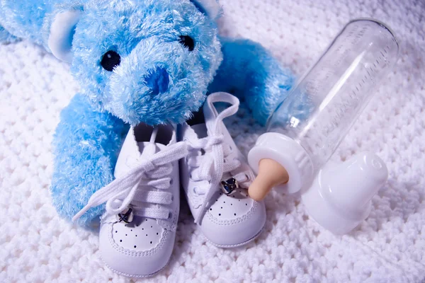 Baby Bear and Bottle — Stock Photo, Image