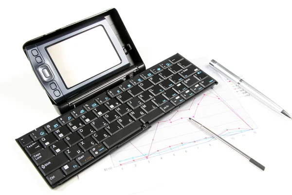 PDA ve beyaz arka plan üzerinde klavye — Stok fotoğraf