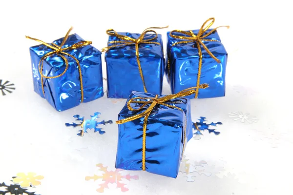Μικρά μπλε δώρα Χριστουγέννων — Φωτογραφία Αρχείου