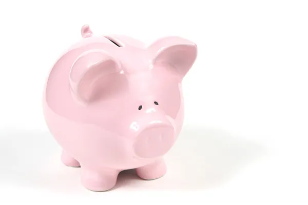 Pink Piggy Bank em fundo branco 2 — Fotografia de Stock