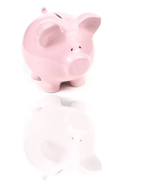 Piggy Bank rosa com reflexo — Fotografia de Stock