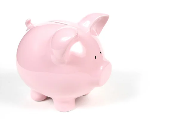 하얀 배경에 있는 분홍빛 돼지 은행 — 스톡 사진