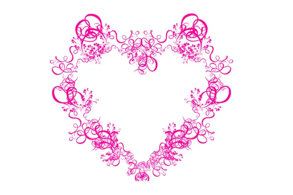 Розовое сердце на белом фоне — стоковое фото