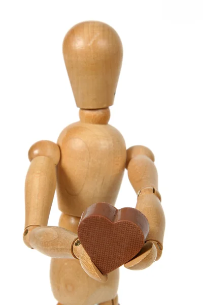Woody hospodářství srdce čokoládové — Stock fotografie