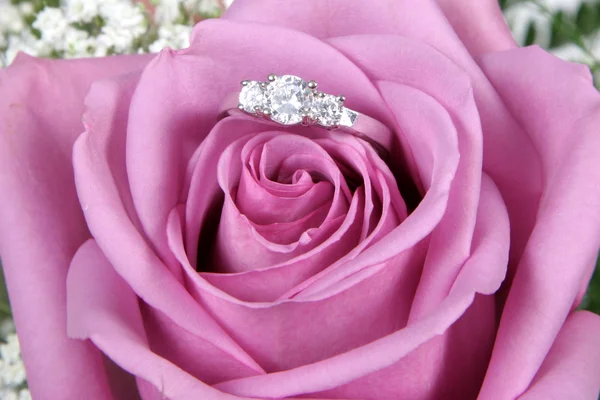 Trouwring in roos, zal je met me trouwen? — Stockfoto