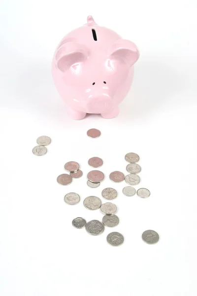 Pink Piggy Bank em fundo branco — Fotografia de Stock