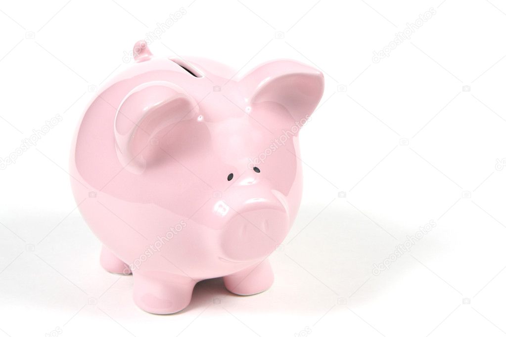 Pink Piggy Bank on white background 2