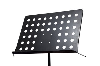 Empty metal music stand isolated on a white background clipart