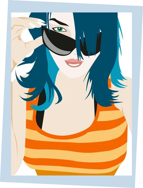 Porträt des schönen Mädchens mit Sonnenbrille — Stockvektor
