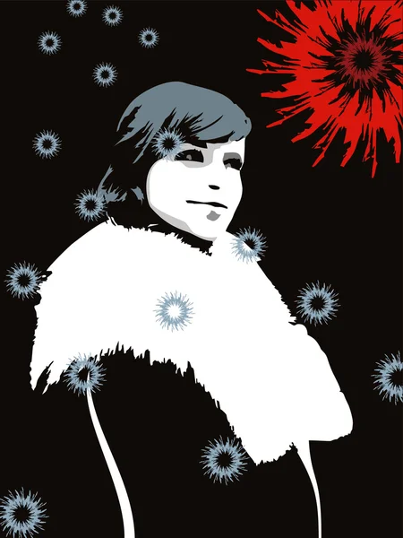 Portrait de fille Nuit d'hiver — Image vectorielle