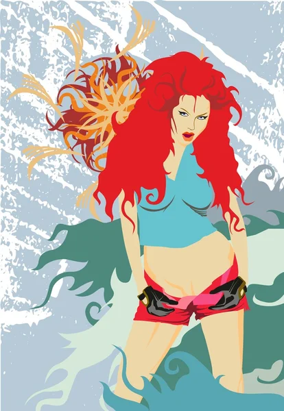 Красивая девушка с рыжими волосами — стоковый вектор