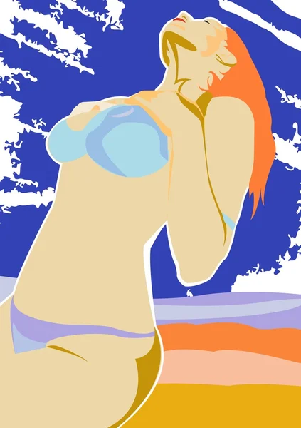 stock vector Girl in a bikini close up