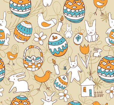 Easter Child Scribbles Seamless Background clipart