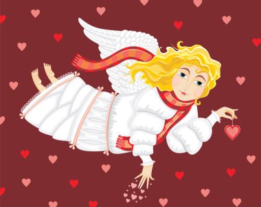 Angel with heart clipart