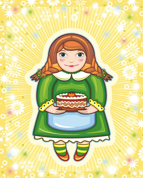 Κορίτσι με πίτα — Διανυσματικό Αρχείο