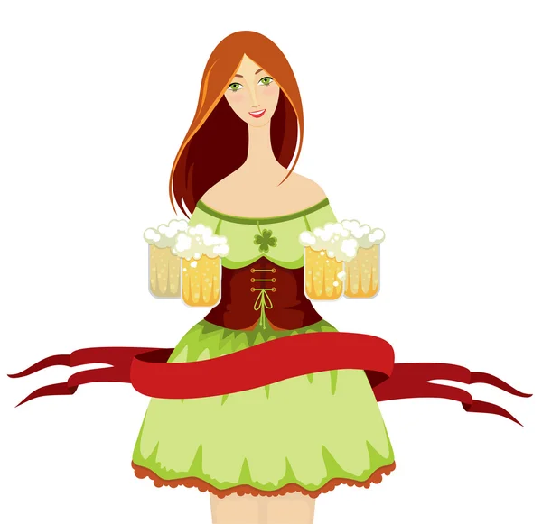 慕尼黑啤酒节的女孩啤酒 — 图库矢量图片