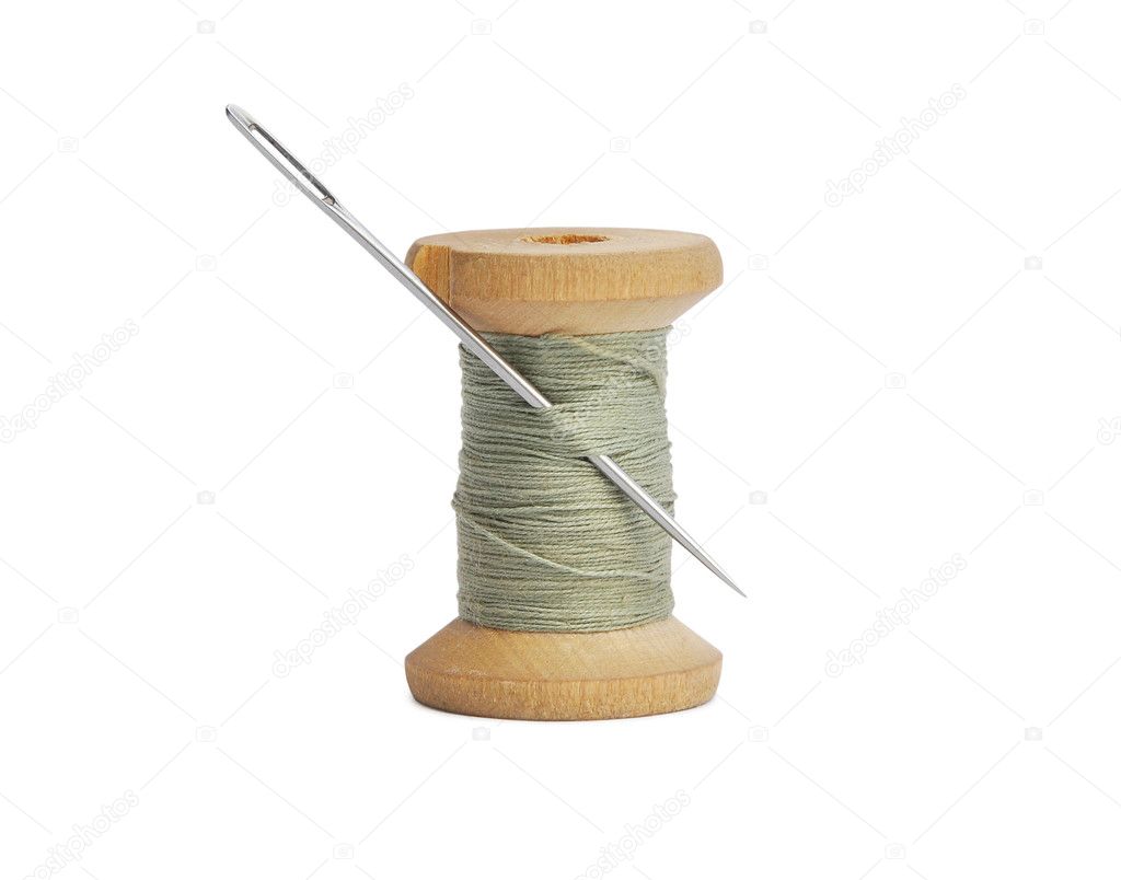 Spool of thread with a needle