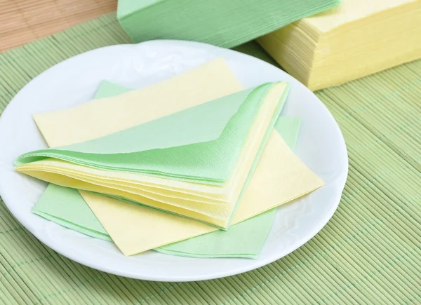 Paper napkins on the plate — Stock Photo, Image