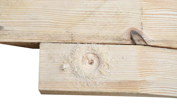Perforación de un gran agujero en panel de madera —  Fotos de Stock