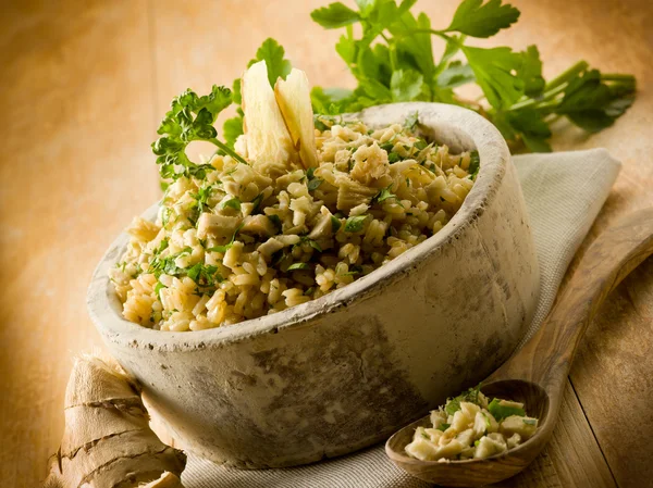 Risotto with ginger and parsley, healthy food — Stock Photo, Image