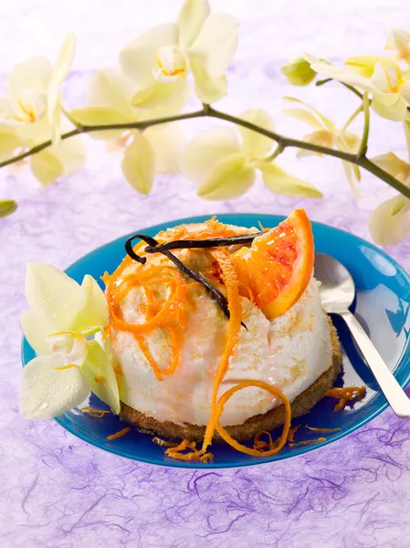 Dessert ricotta met sinaasappel en vanille — Stockfoto
