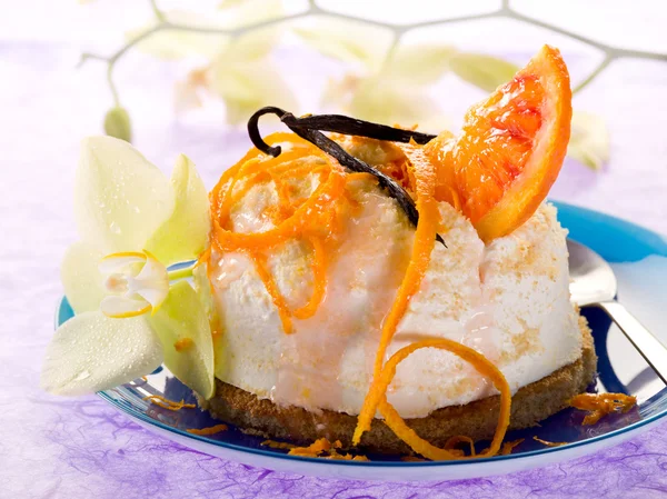 Dessert ricotta with orange and vanilla — Stock Photo, Image