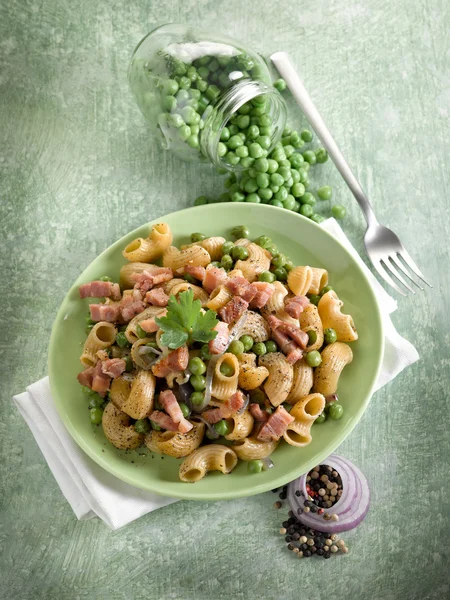 stock image Pasta with peas bacon and parsley