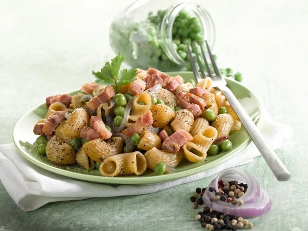 stock image Pasta with peas bacon and parsley