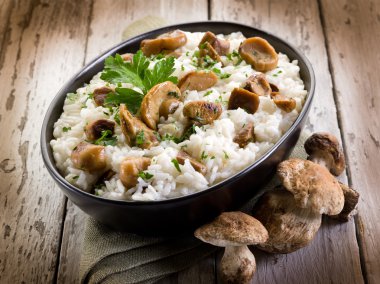 cep yenilebilir mantarlı risotto