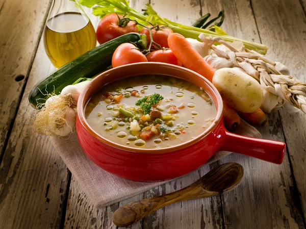 Zöldség-minestrone leves — Stock Fotó