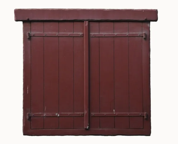 Kırmızı ahşap kepenkleri kapalı pencere — Stok fotoğraf