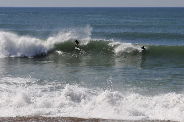 Zwei Surfer auf einer Welle — Stockfoto