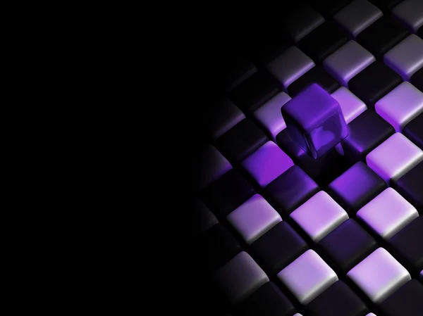 Kubus ungu di atas banyak kubus dengan latar belakang hitam — Stok Foto