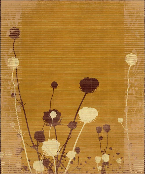 Çayır çiçek siluet Sarı zemin üzerine — Stok fotoğraf