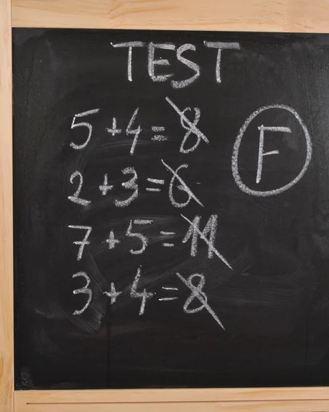 Grau F no teste de matemática — Fotografia de Stock