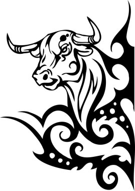 Bull in tribal style - vector image.