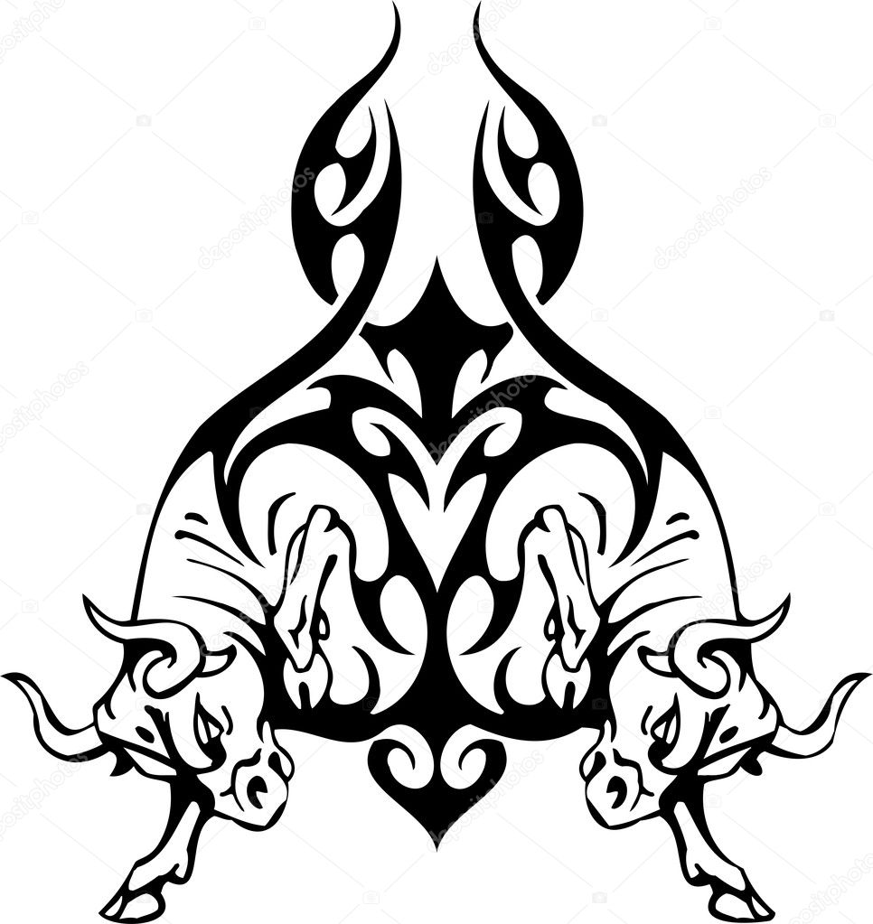 Bull in tribal style - vector image. Stock Vector Image by ©Digital ...