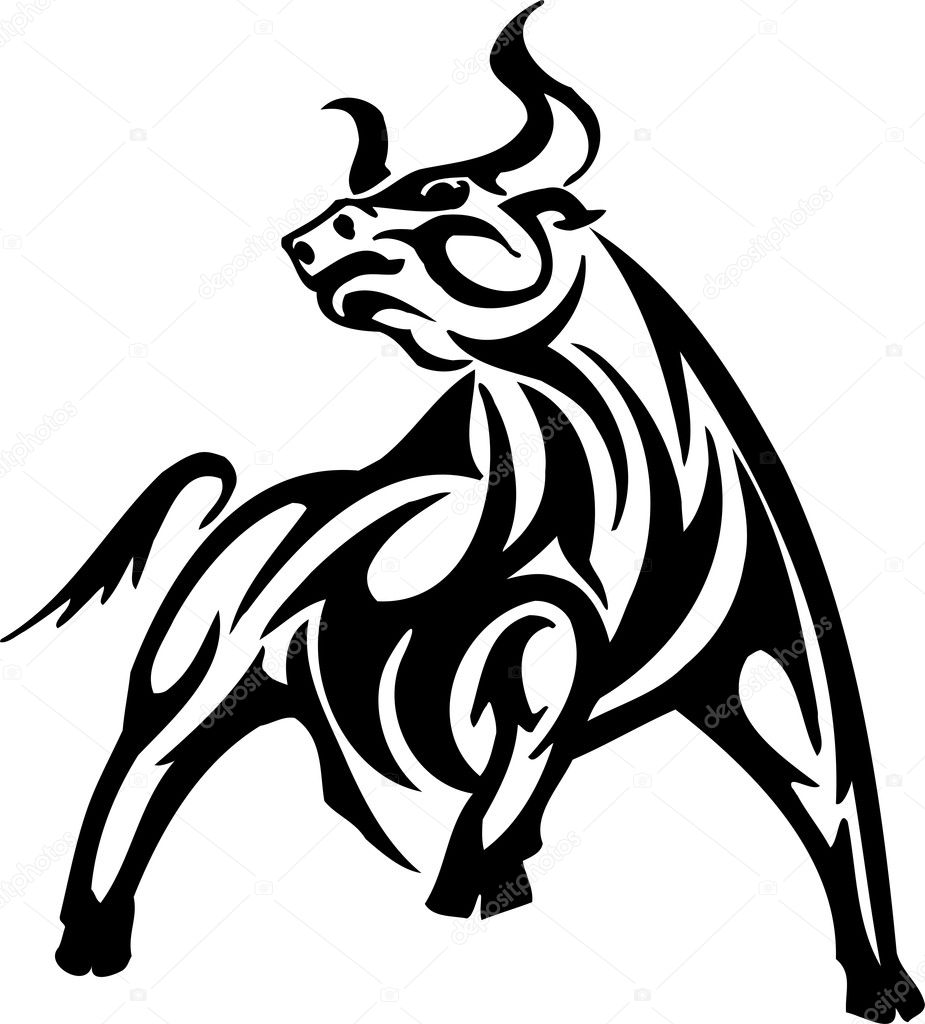 Clipart bull  Bull  in tribal  style vector image 