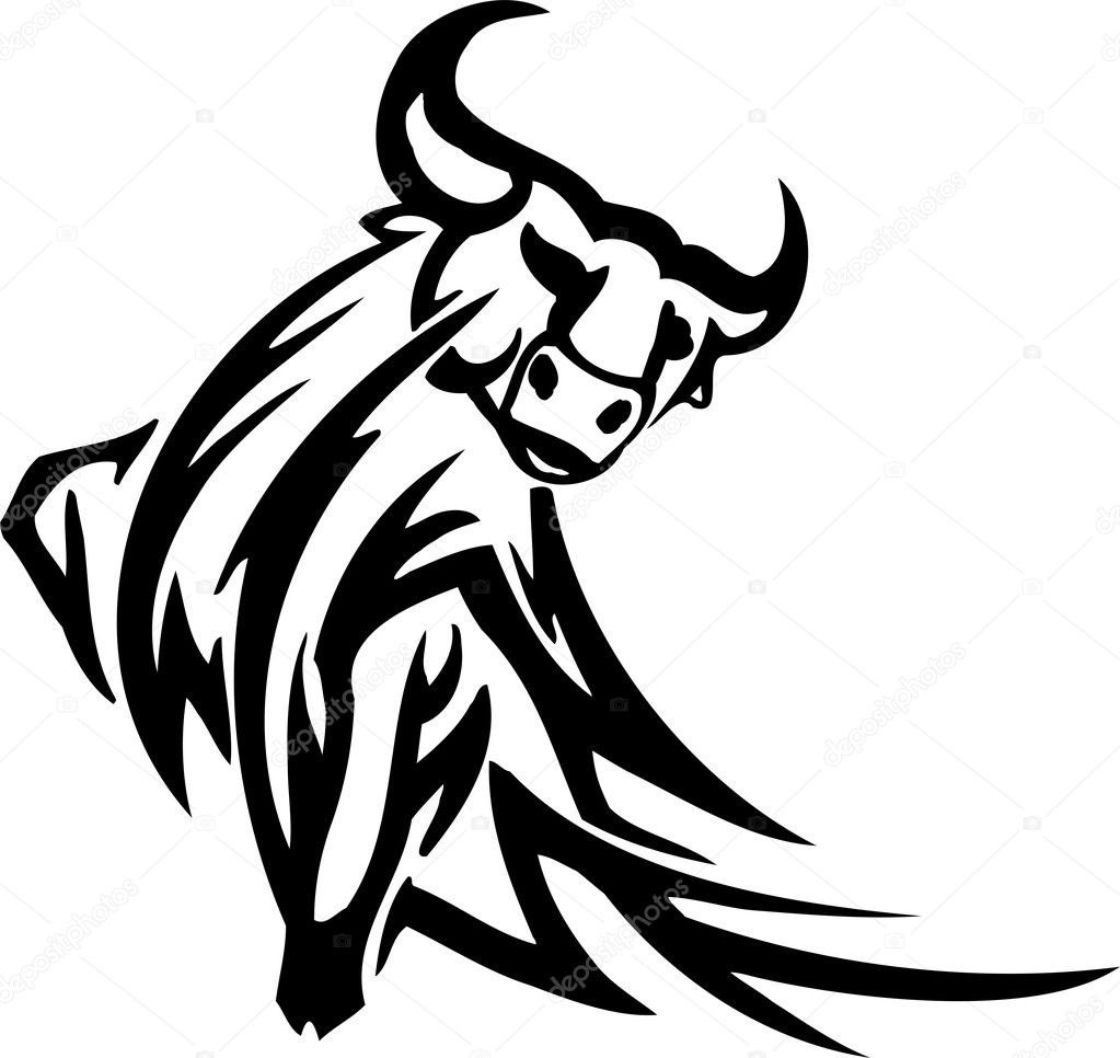 Bull In Tribal Style Vector Image Stock Vector Digital Clipart   Depositphotos 9027826 Stock Illustration Bull In Tribal Style Vector 