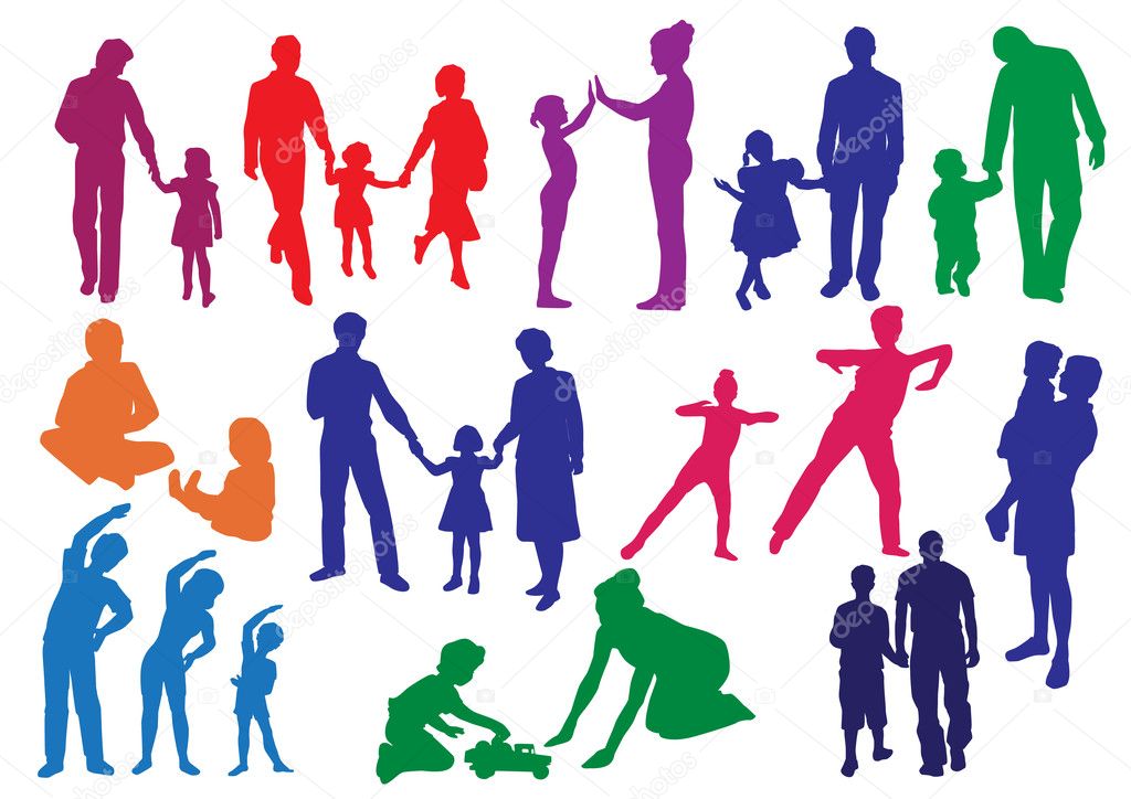 Silhouettes Of Parents With Children