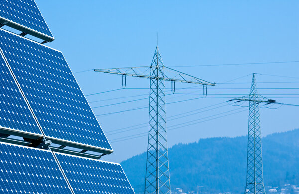 Solar Panel and High Voltage Tower
