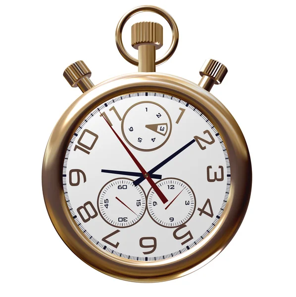 Золотые старые часы на белом — стоковое фото